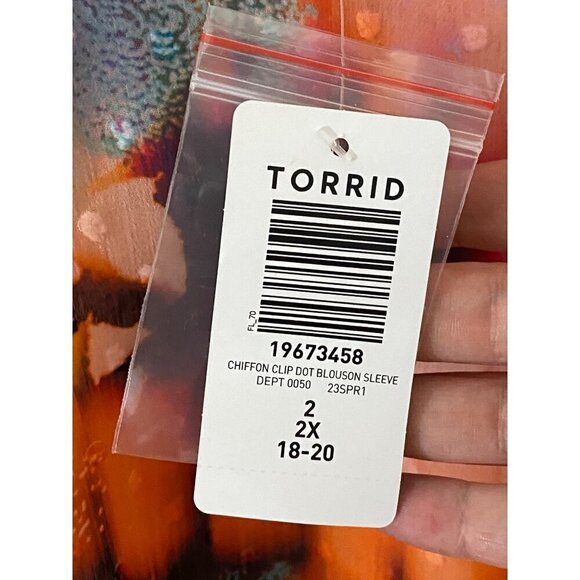 NWT Torrid Women's Long Sleeve Chiffon Clip Dot Blousson Sleeve Blouse - 2XL - Picture 4 of 13